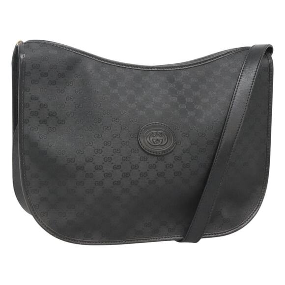 GUCCI Micro GG Supreme Shoulder Bag Pvc Black Gold - Picture 1 of 16